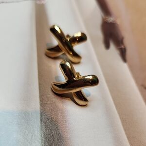 Vintage Gold-Tone Cross Earrings